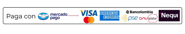 Mercado Pago, Visa, Mastercard, PSE, Bancolombia, Nequi y pago contra entrega