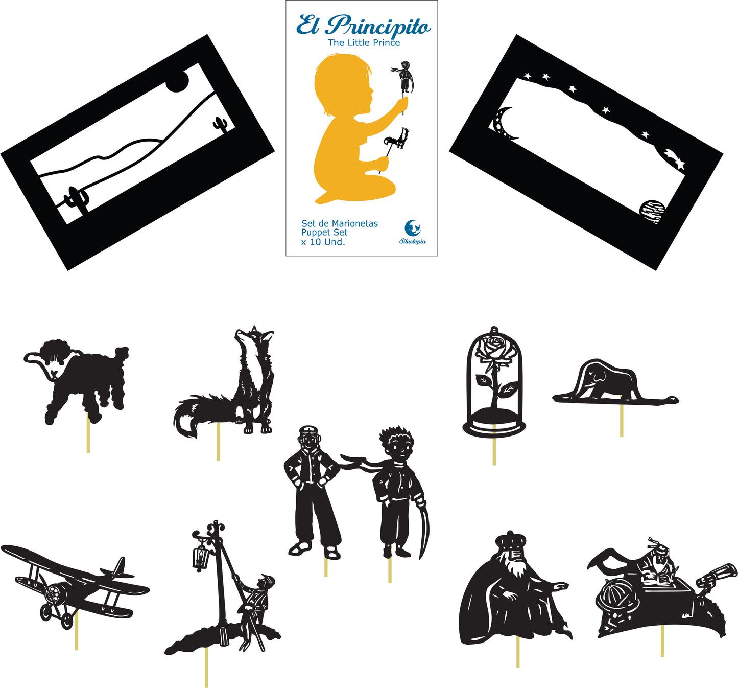 El Principito (Bilingüe), Edición de Lanzamiento: Libro + Set de 10 Marionetas